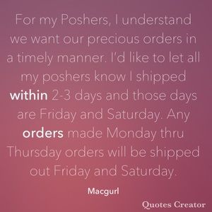 New items coming. Update shipping days.